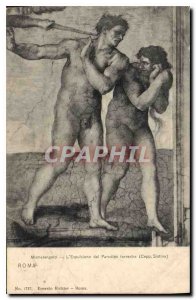 Old Postcard Michelangelo Dal Paradiso Terrestre Roma Expulsions