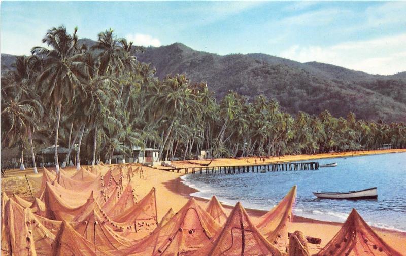 Venezuela~Playas Pintorescas~Beautiful Beach~Fishing Nets Drying~Postcard