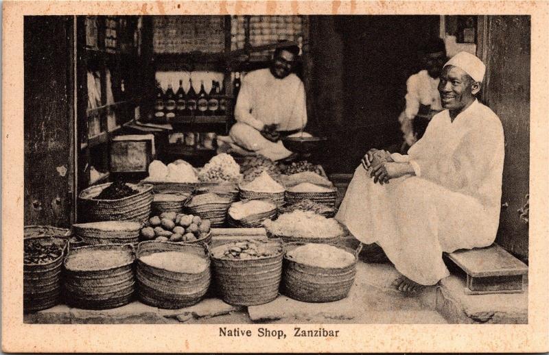 Native Shop, Zanzibar Tanzania Vintage Postcard H25 