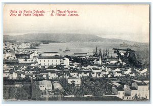 c1910 Boat Buildings River View Ponta Delgada S. Miguel-Azores Portugal Postcard