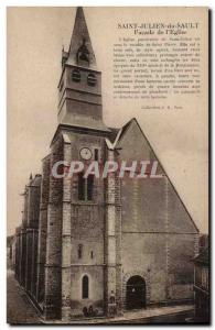 Saint Julien du Sault Old Postcard Facade of & # 39eglise