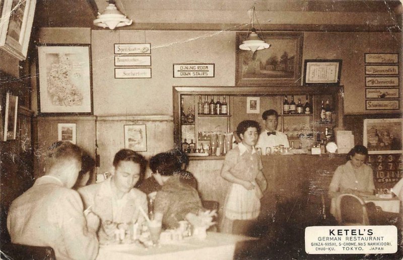 KETEL'S German Restaurant, Ginza-Nishi, Tokyo, Japan Bar c1930s Vintage Postcard