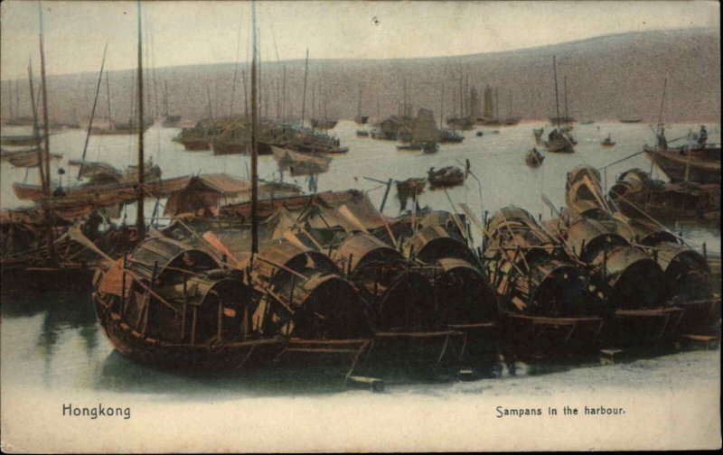 HONG KONG HONGKONG Sampans in Harbor c1910 Postcard