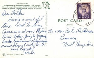 Virginia, Pollock Knob Skyline Drive, Shenandoah National Park, Vintage Postcard