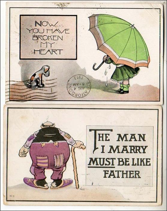2 - Humor Cards, Fat Man & Umbrella