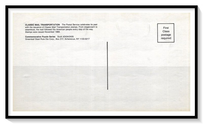 USPS 1988 Classic Mail Transportation Jigsaw Puzzle & Postcard