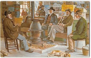 TUCK'S COUNTRY STORE Kennebunkport, Maine General Store Painting 1950s Postcard