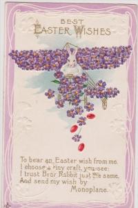LP02   Easter Holiday, Vintage Postcard, floral, airplane, 