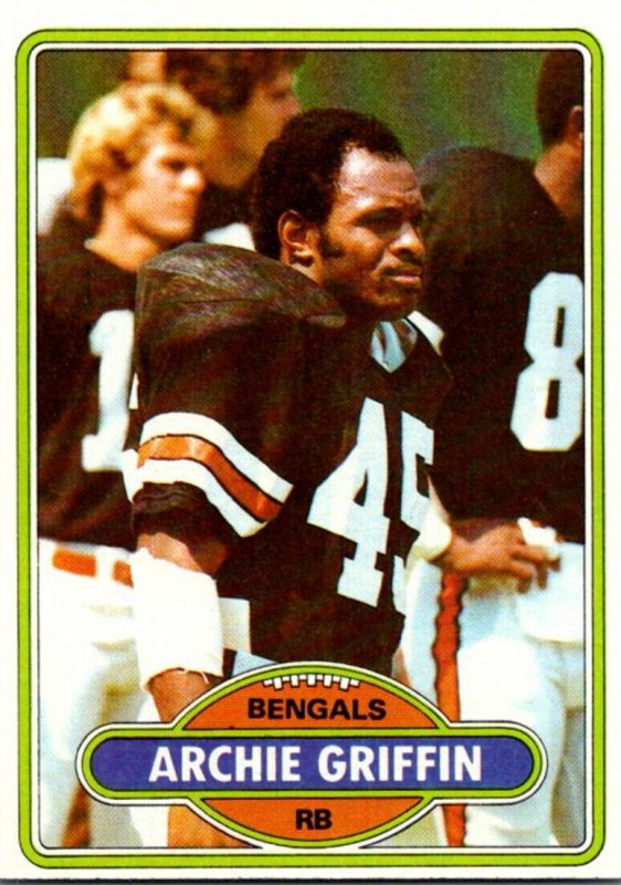 1980 Topps Football Card Archie Griffin RB Cincinnati Bengals sun0438