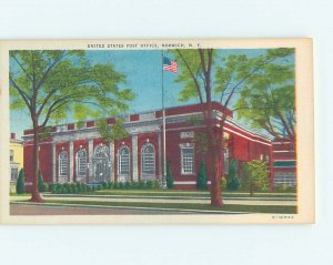 Linen POST OFFICE SCENE Norwich - Near Oneonta New York NY AF1001