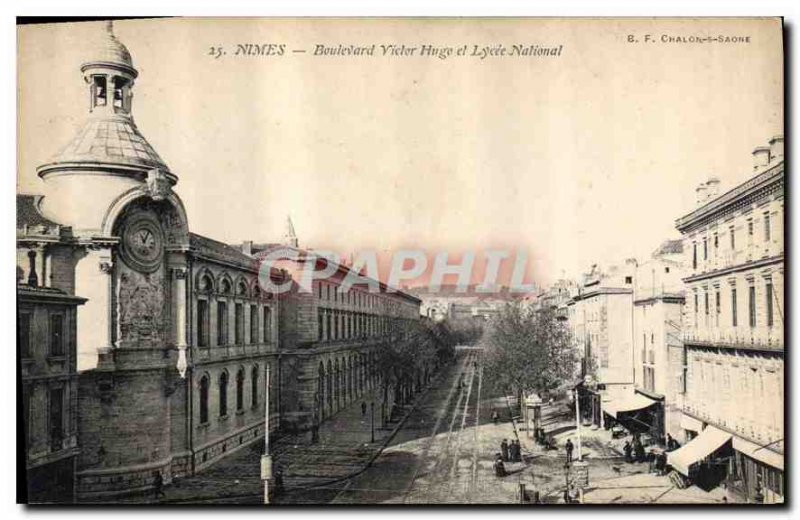 Postcard Old Nimes Boulevard Victor Hugo Lycee National