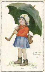 PC CPA MILLICENT SOWERBY ARTIST SIGNED CHILDREN WET Vintage Postcard (b26646)