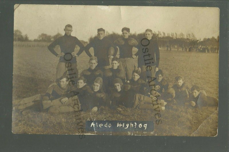 Aledo ILLINOIS RP 1909 FOOTBALL TEAM Posing nr Galesburg Rock Island Moline