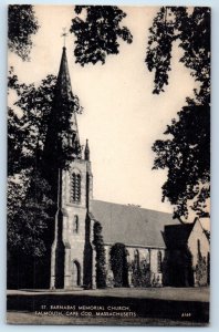1977 Cape Cod Massachusetts Postcard St Barnabas Memorial Church Falmouth Posted