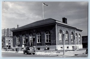 Atlantic Iowa IA Postcard RPPC Photo Post Office Building Car c1940's Vintage