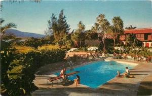 1950s Maui Hawaii Palms Hotel Swimming Pool Helbigs Postcard 1415