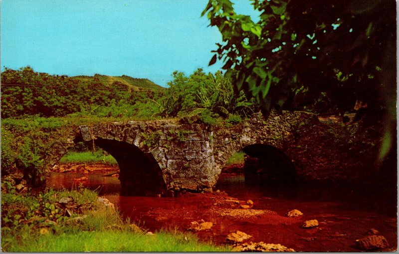 Vtg Old Spanish Bridge on Bull Cart Trail to Umatic Agat Guam Chomre Postcard