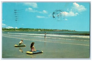 1971 Beach Scene, Waiting for the Tide to Come In York Beach Maine ME Postcard