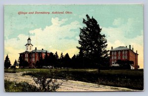 J97/ Ashland Ohio Postcard c1910 College and Dormitory Building 336