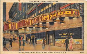 H54/ New York City Postcard Linen 1940s Brass Rail Restaurant Art Deco 106