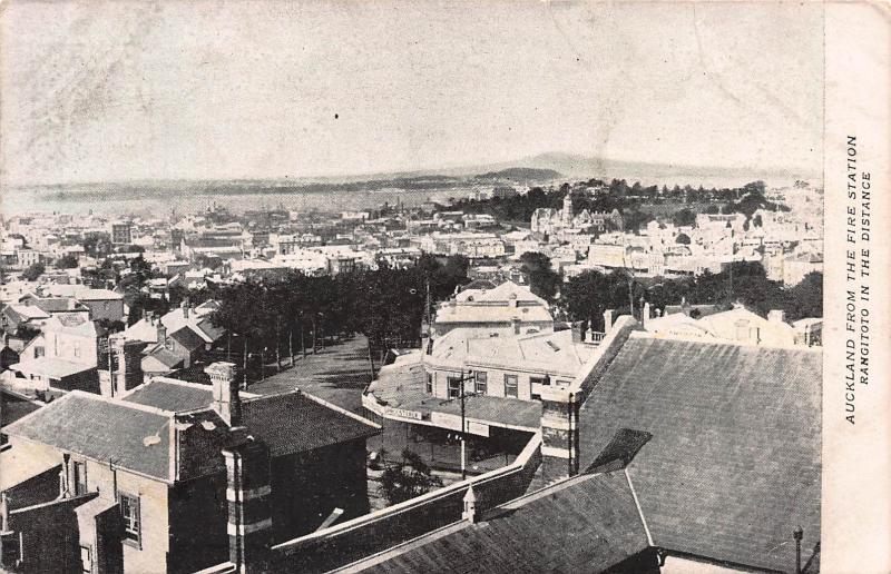 Auckland, New Zealand View From the Fire Station, early postcard, Used