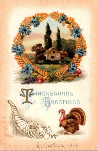 Thanksgiving Greetings With Turkey 1910