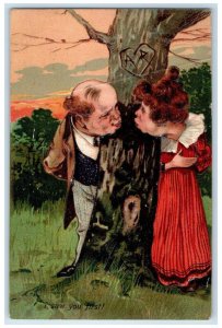 1907 Ugly Fat Couple Romance Decatur Illinois IL Embossed Antique Postcard