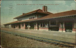 Naugatuck CT New RR Train Station Depot c1910 Postcard