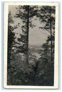 1913  View of Lake Pines Southbridge Massachusetts MA RPPC Photo Postcard