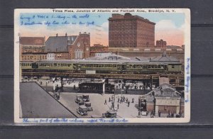 NEW YORK, BROOKLYN, TIMES PLAZA, ATLANTIC & FLATBUSH AVENUES, 1929 ppc.,