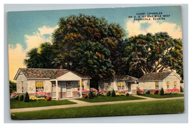 Vintage 1930's Postcard Court Chandler Residential Development Pensacola Florida 