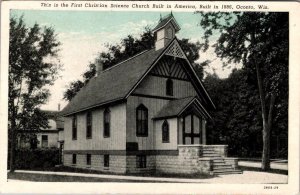 Oconto, WI Wisconsin  FIRST CHRISTIAN SCIENCE CHURCH~First Built In US  Postcard