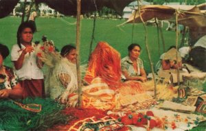 Postcard Samoan Curio Vendors on Steamer Day in Pago Pago