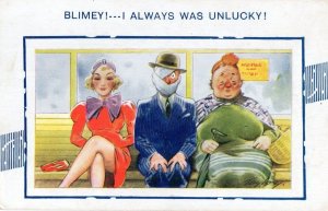 Man In Bandage Sling One Eye Can Only See Ugly Lady Old Comic Postcard