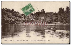 Old Postcard Lyon Parc De La Tete d & # 39Or The Lake And The Covered Bridge