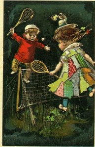 Postcard Comical , Playing Badminton After The Ball.          Q6