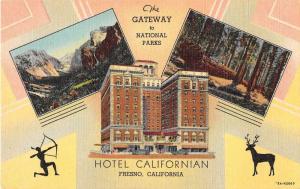 Fresno California Hotel Californian Antique Postcard J51750