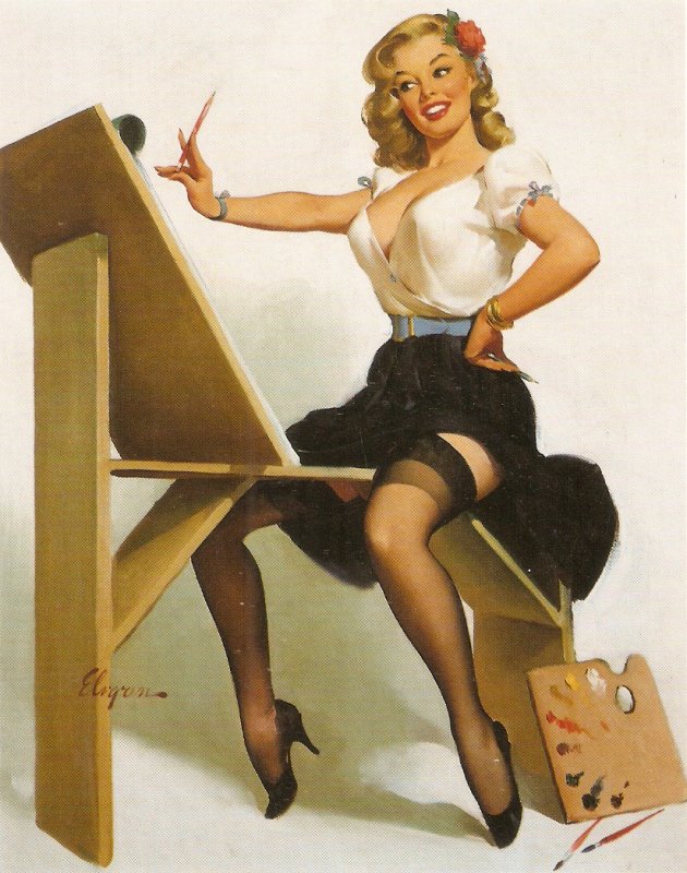 Pin-Up Lady. The right touch Nice modern German PC. Continental Size