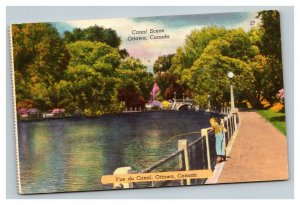 Vintage 1957 Postcard Boardwalk and Canal Scene Ottawa Ontario Canada