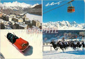 Modern Postcard St Moritz Bobsleigh 1850m Horses