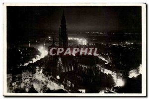 Belgium - Belgien - Antwerp - Night View of Cathedra- Old Postcard