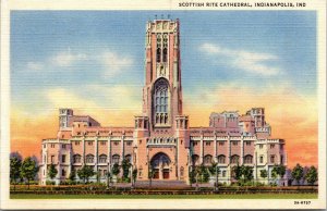 Vtg 1940s Scottish Rite Cathedral Indianapolis Indiana IN Linen Postcard