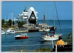 Ferry MS Chi-Cheemaun Unloading Vehicles, Tobermory Ontario, Chrome Postcard