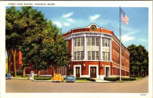 Augusta, ME Maine   CONEY HIGH SCHOOL   1943 Tichnor Linen Postcard