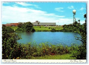 c1920's Municipal Airport Lake River Building Cars Des Moines Iowa IA Postcard