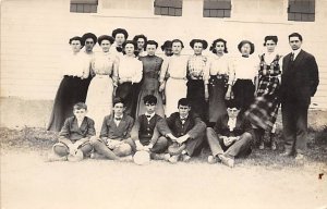 People in Front of a Building Real Photo Unused 