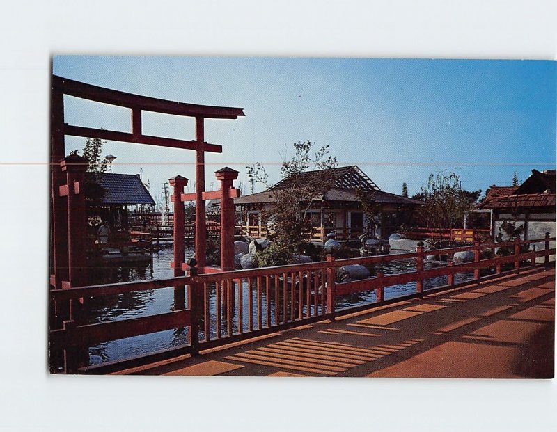 Postcard Red Torii gate Japanese Village & Deer Park Buena Park California USA