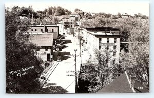 RPPC ROCK ISLAND, Quebec Canada ~ Street Scene OVERALL FACTORY c1950s Postcard