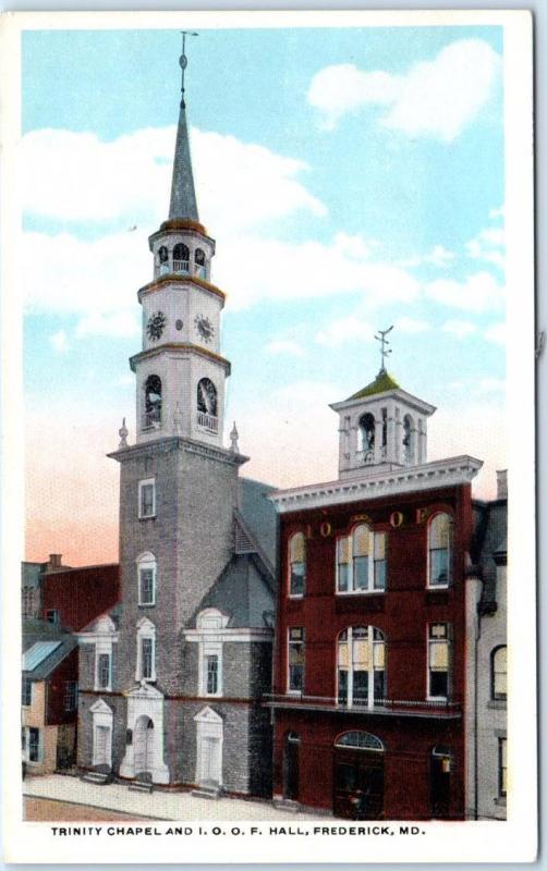 FREDERICK, Maryland  MD    TRINITY CHAPEL  I.O.O.F. Odd Fellows Hall   Postcard