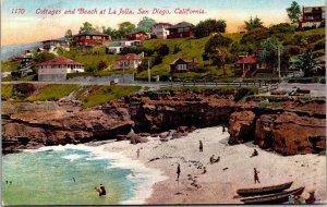 Postcard Cottages and Beach in La Jolla, San Diego, California